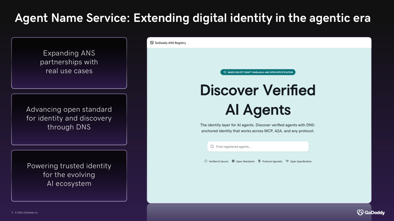 Agent Name Service: GoDaddy's bid to extend DNS-anchored identity to AI agents, early positioning for an 'agentic' internet.